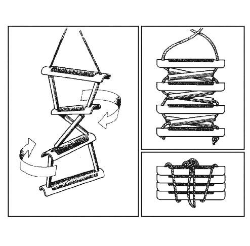 folding rope boat boarding ladder 5 step ladder which folds flat when not used diagram - Escaping Outdoors