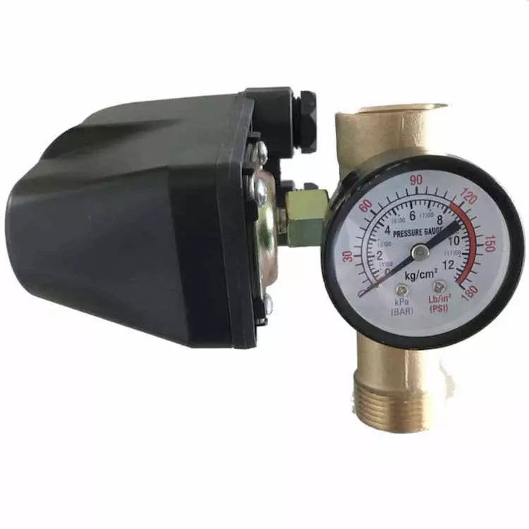 Escaping Outdoors water pump pressure switch and gauge with tee