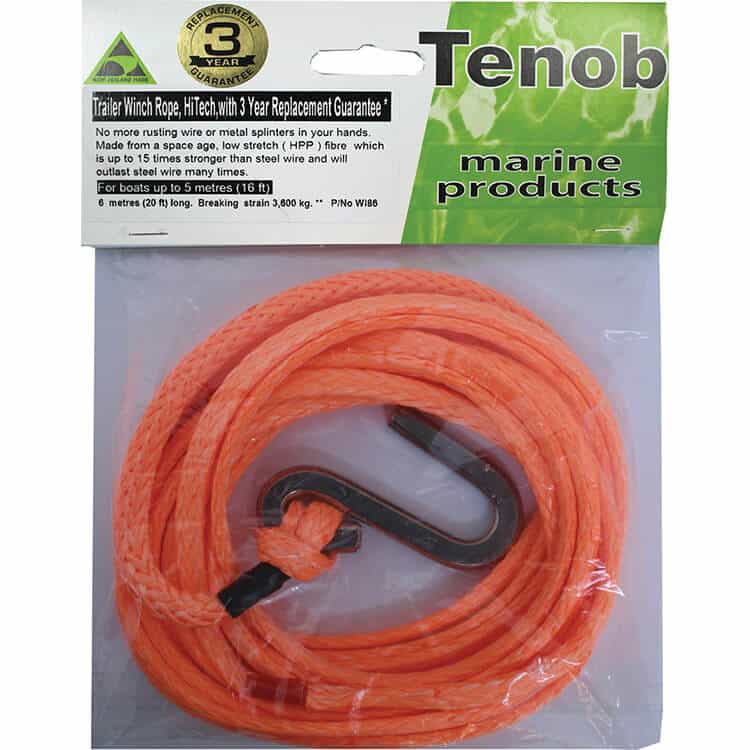 7mm hi tech trailer winch rope with S hook - Escaping Outdoors