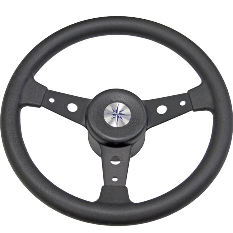 Delphino Italian made black aluminium sports steering wheel 340mm - Escaping Outdoors
