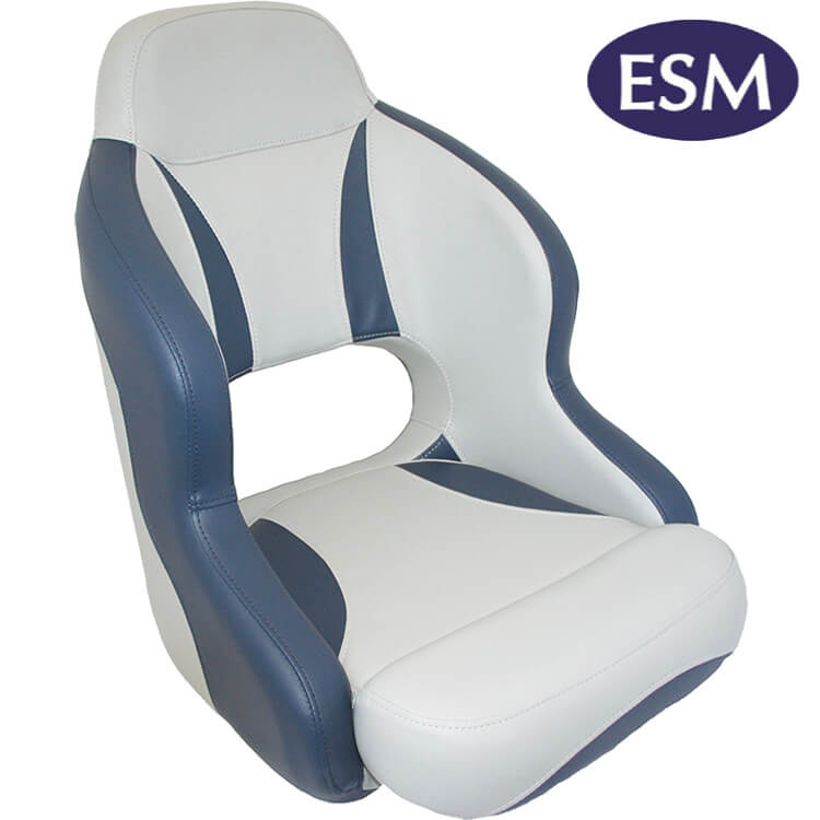 ESM boat seat Admiral compact helmsman boat seat dark blue and light grey - Escaping Outdoors