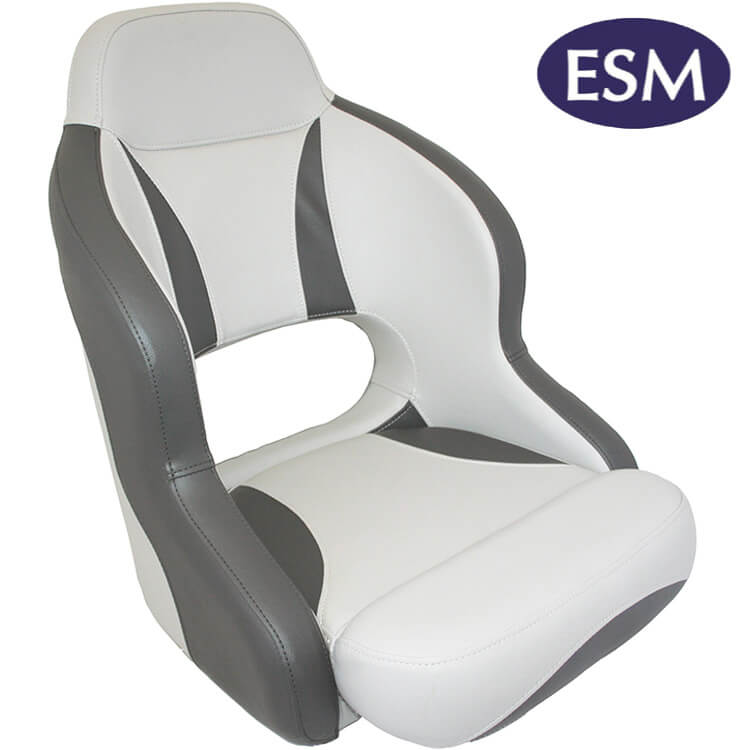 ESM boat seat Admiral compact helmsman boat seat in charcoal and light grey - Escaping Outdoors
