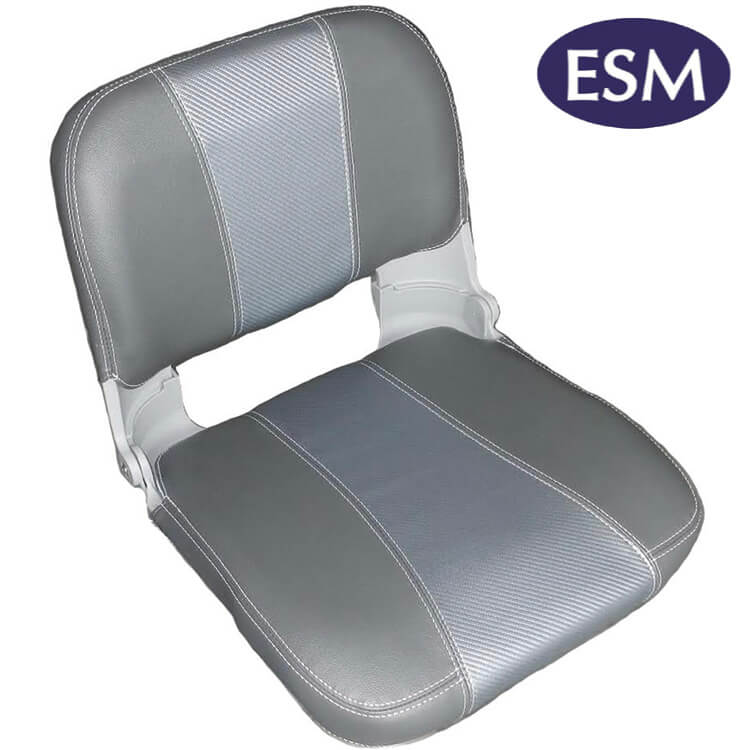 ESM boat seat Captain folding padded boat seat charcoal fibre carbon look colour - Escaping Outdoors