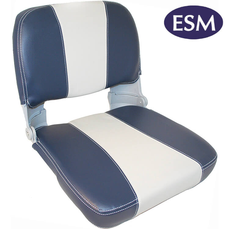 ESM boat seat Captain folding padded boat seat dark blue and light grey - Escaping Outdoors