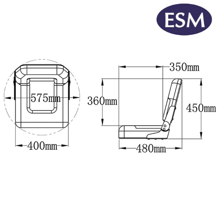 ESM boat seat Ensign folding boat seat specifications