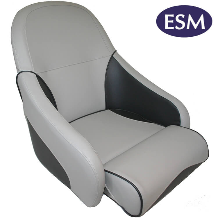 ESM boat seat Oceanstar deluxe flip up helmsman boat seat grey and charcoal colour - Escaping Outdoors