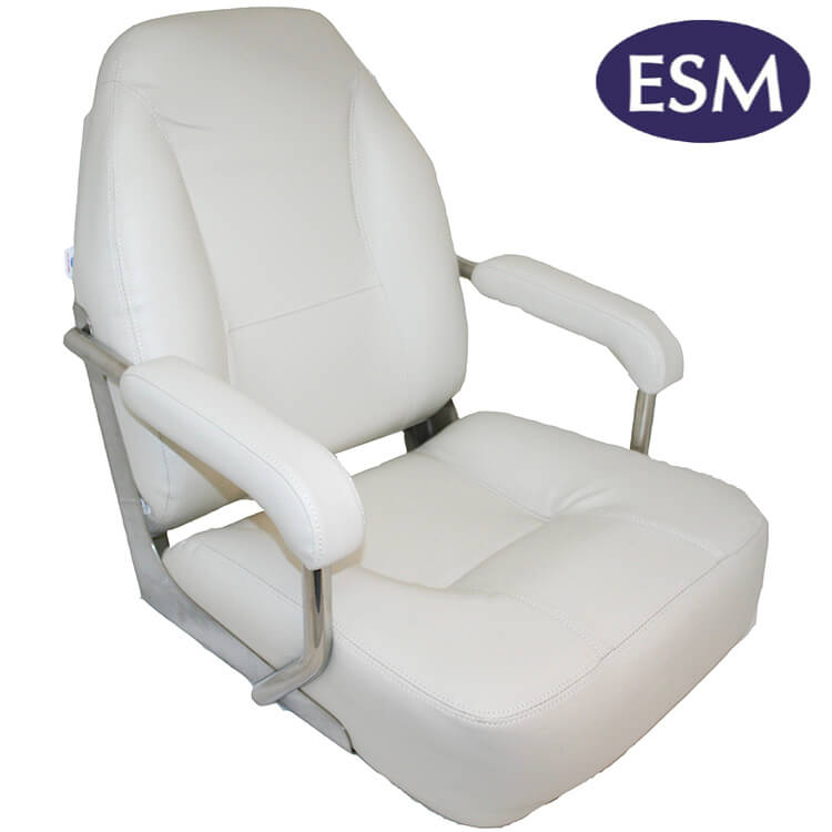 ESM mojo deluxe helmsman ivory white marine boat seat  - Escaping Outdoors