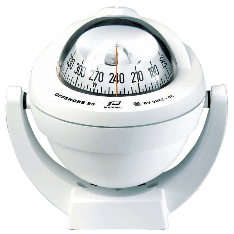 Plastimo offshore compass white bracket mount with white conical card - Escaping Outdoors