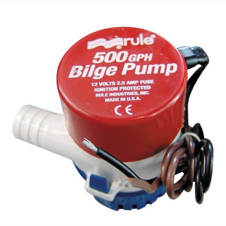 Rule 500 bilge water pump 24V Submersible. marine baitbox pump - Escaping Outdoors