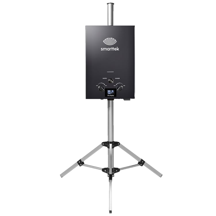 Smarttek 6 portable gas hot water service on tripod stand - Escaping Outdoors