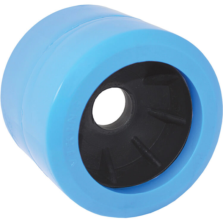 blue poly trailer rollers wobble rollers 100 x 100mm - Escaping Outdoors