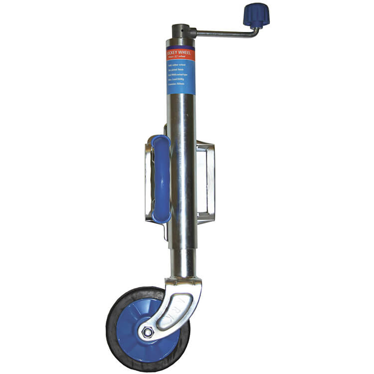 boat trailer and caravan jockey wheel and swivel bolt on weld on clamp 150mm rubber wheel - Escaping Outdoors