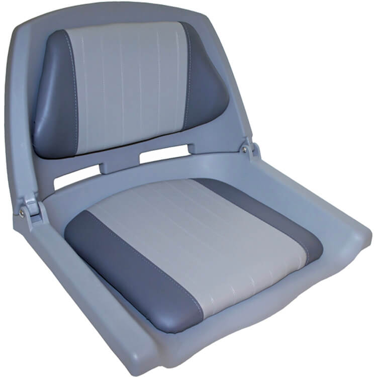 padded folding boat seat to suit tinnie tinny or runabout boat grey shell grey and charcoal boat seat - Escaping Outdoors