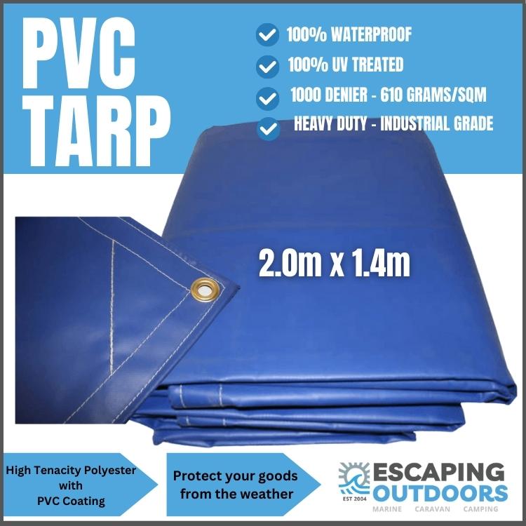 PVC tarp 2m x 1.4m waterproof pvc tarpaulin - Escaping Outdoors Australia
