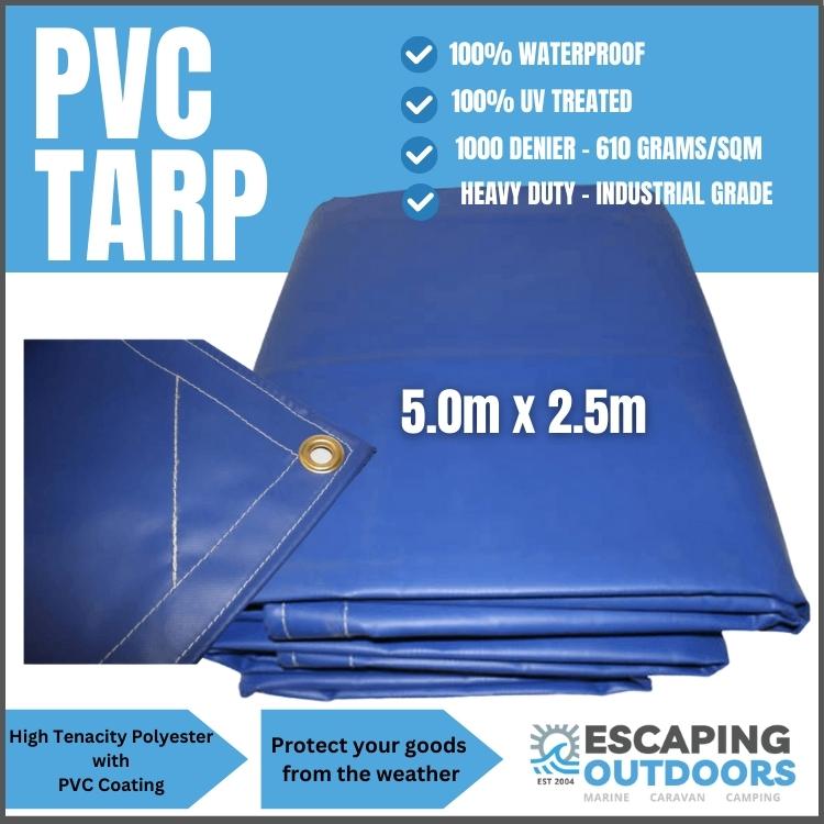 PVC tarp 5m x 2.5m waterproof pvc tarpulin - Escaping Outdoors Australia