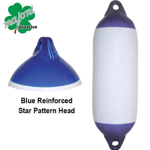 Boat fenders Majoni plastics heavy duty boat fender white with blue ends 15 size variations - Escaping Outdoors