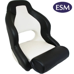 ESM boat seat Admiral compact flip up helmsman boat seats black and grey colour - Escaping Outdoors