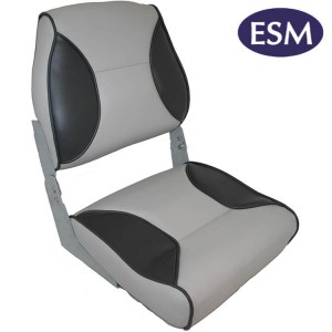 ESM boat seat Bluewater deluxe high back folding boat seat charcoal and grey - Escaping Outdoors