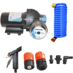 Jabsco deckwash pressure pump kit w hose 12v 15 L/min 60PSI - Escaping Outdoors