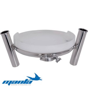 Manta round clamp on stainless steel bait station with 2 rod holders - Escaping Outdoors