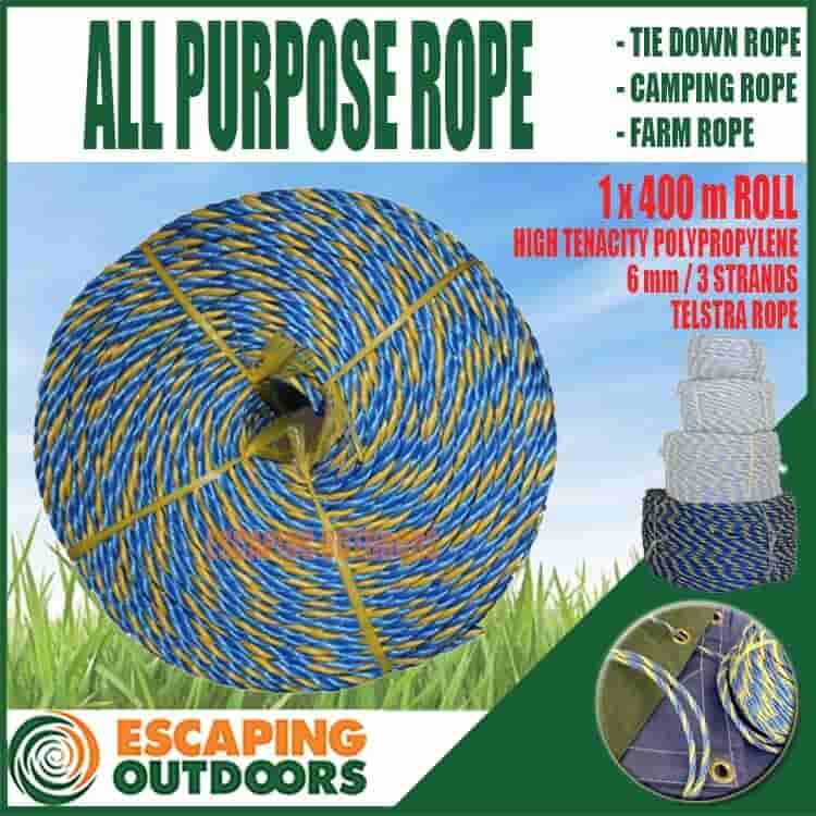 telstra rope poly rope camping rope tent rope 1 x 400m roll all purpose rope - Escaping Outdoors