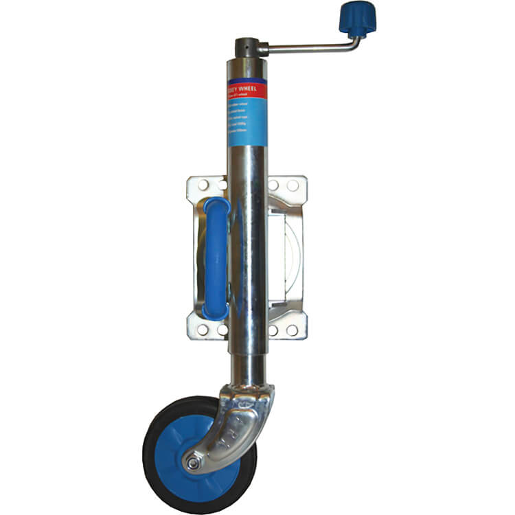 trailer jockey wheel and U bolt fixing swivel clamp 3 wheel sizes in this model - Escaping-Outdoors