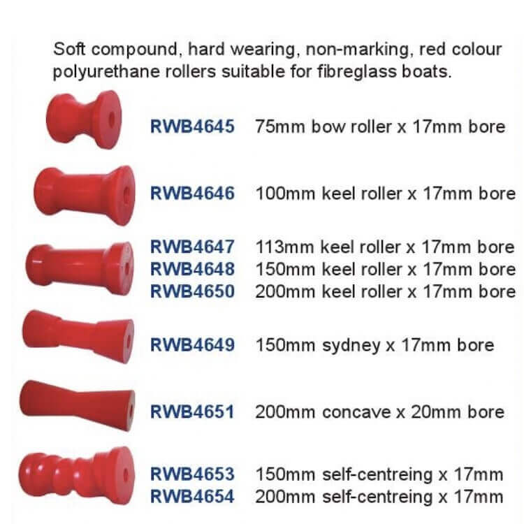 trailer rollers red fibreglass boat poly rollers in 9 sizes - Escaping Outdoors