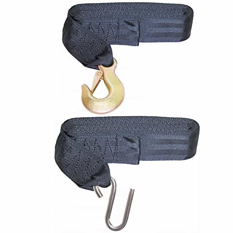 trailer winch webbing strap with either S hook or snap hooks 4.5m 7.5m - Escaping Outdoors